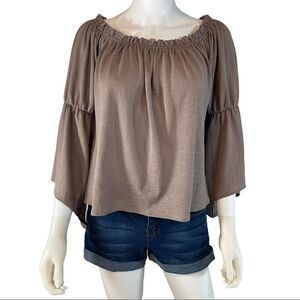Wanderlux Bohemian Flowy Three Quarter Sleeve Blouse Brown